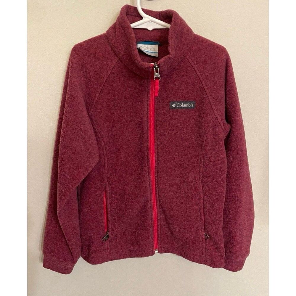 Raspberry Pink Columbia Girl Fleece Zipper Jacket, Size Youth Small, Size 7-8